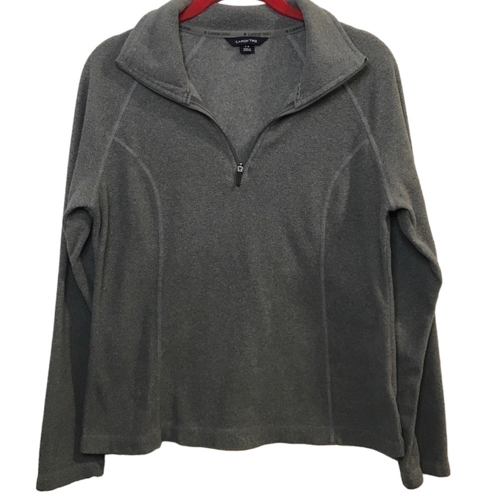 LANDS’ End 1/2 zip fleece gray pullover. Size Small